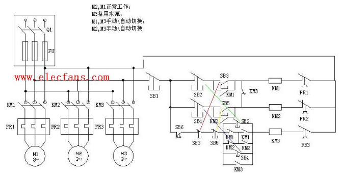 PLC控制水泵电机接线原理图